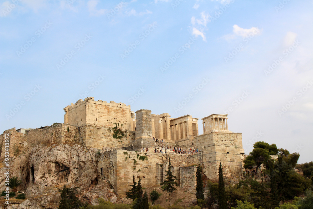 Fototapeta premium Ancient ruins of Athens August 2024 Propylaea entrance and fortification walls Athens