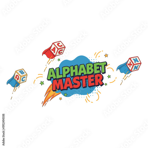 A colorful alphabet master logo on transparent background