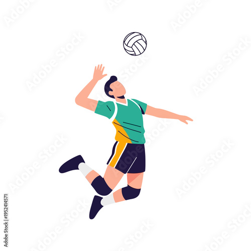 Volleyball Player Jumping to Spike Ball - Athletic Competition