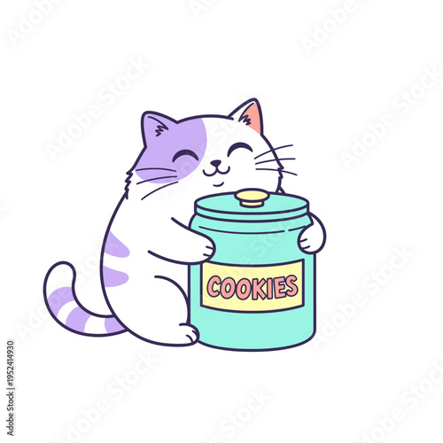 Cute Cat Hugging Cookie Jar