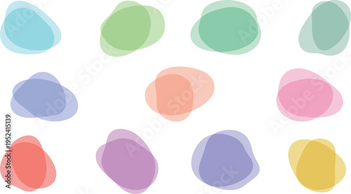 Set of colorful abstract organic shapes on white background