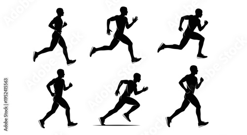 Runner Silhouettes: Six Stages of Running Motion Graphic