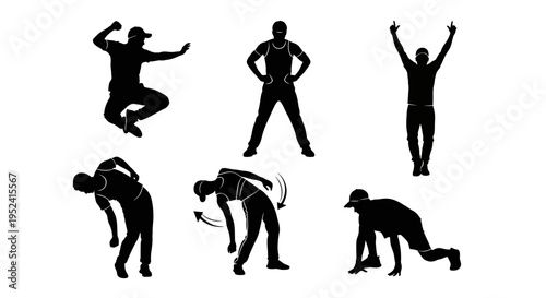 Silhouette Dancers Performing Various Hip Hop Moves