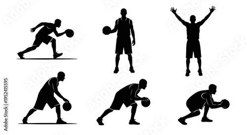 Basketball Player Silhouettes: Action Poses