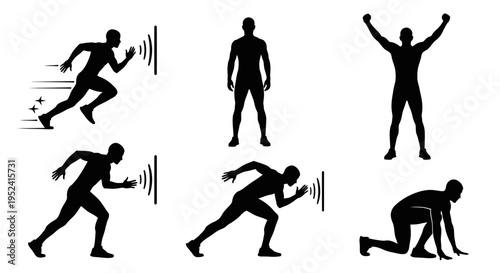 Human Silhouette Poses: Running, Standing, Celebrating, Starting