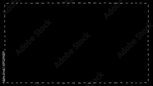 Hand drawn dot line rectangle frame animation with alpha channel