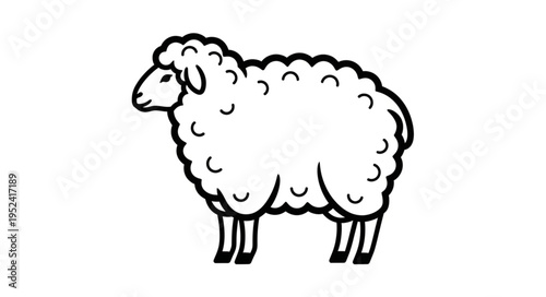 Stylized Sheep Illustration - A Simple Black and White Farm Animal.