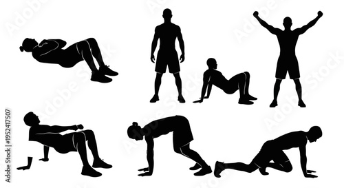 Fitness Silhouette Set: Exercise Poses and Workout Moves