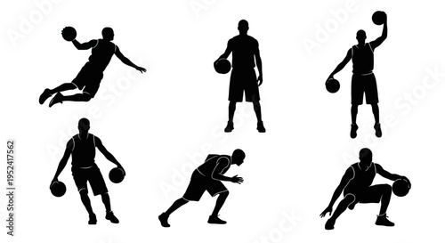 Basketball Player Silhouettes: Action Poses