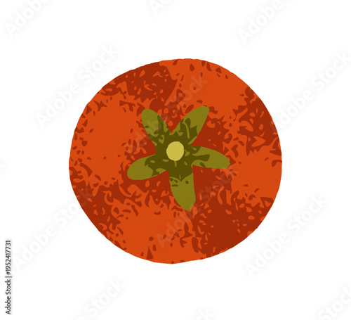 Fresh red tomato from above, top down view. Healthy organic natural vegetable...