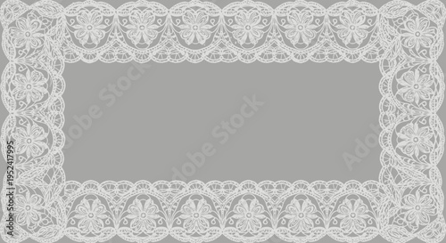 Vector ornate lace border frame design element isolated on White Background