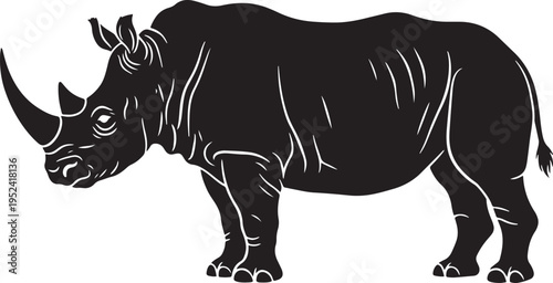 Quadro su tela Black rhinoceros standing