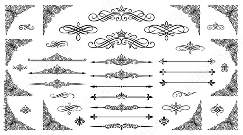 Elegant decorative ornaments and dividers for design and invitations