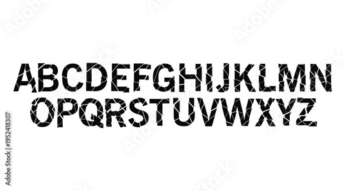 Cracked Alphabet Font Set, Broken Texture Bold Letters A to Z Typography Collection