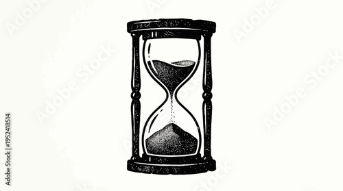 Classic Hand-Drawn Hourglass Symbolizing the Inexorable Passage of Time and Urgency