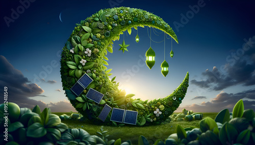 fantasy landscape with green planet