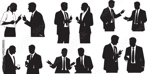 Business People Silhouettes Communicating in Various Professional Settings Daily