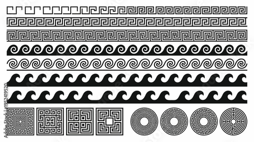 Collection of Ancient Greek Ornamental Patterns and Geometric Designs
