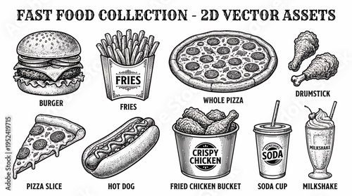 Vintage Hand-Drawn Bakery and Coffee Collection Vector Set for Cafe Menus and Culinary Designs