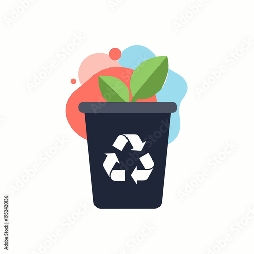 Recycling Bin Flat Vector for Presentation, Website UI, and Infographic