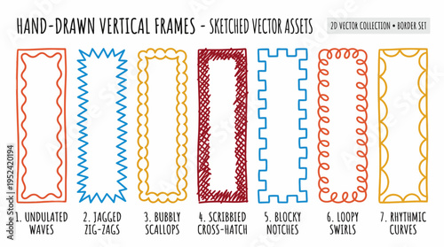 Artistic collection of unique hand-drawn sketch frames and decorative border elements