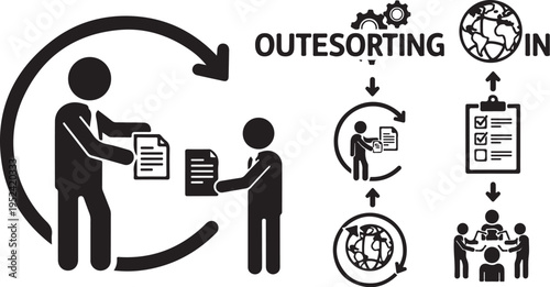 Business Outsourcing Process and Global Communication Network Concept