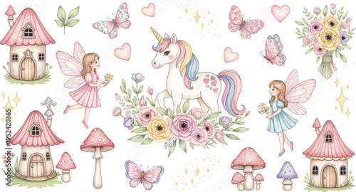 Seamless cartoon bird and flower pattern illustration