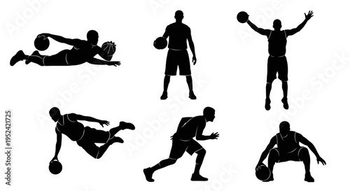 Basketball Player Silhouettes: Dynamic Poses of Athletes in Action