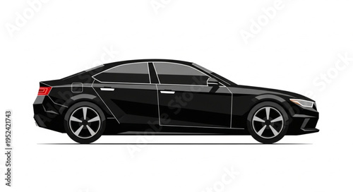Sleek Black Sedan - A Modern Automotive Illustration.