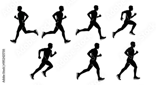 Runner Silhouette Sequence: Dynamic Motion Study of Athletic Movement