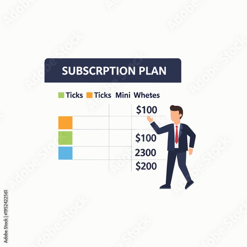 Subscription Plan Pricing Table Flat Vector for Presentation, Website UI, and Infographic