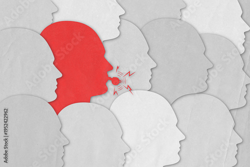 Whistleblower concept who reports fraud, abuse, corruption, waste, or dangers to public health and safety. Abstract illustration of whistle blower person, or employee