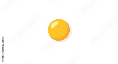 A cartoon-style illustration features a centered, circular object with varying shades of yellow, a highlight, and a subtle drop shadow on white background