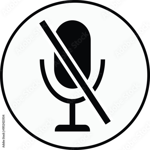 Microphone Mute Icon Vector Flat Design