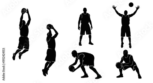 Basketball Player Silhouettes: Action Poses