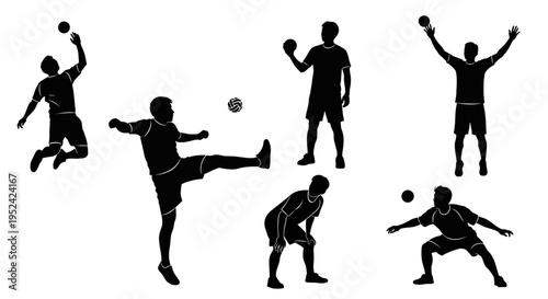 Silhouette Athletes Playing Ball Sports
