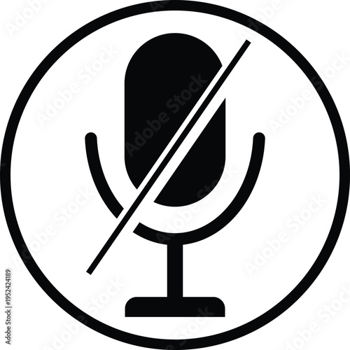 Microphone Mute Icon Vector Flat Design