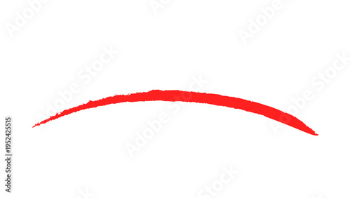 Red Brush Stroke Underline Isolated on White Background, Hand Drawn Paint Swipe Highlight Line, Minimal Abstract Design Element