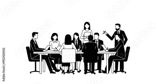 Business Meeting - Team Collaboration and Leadership in a Corporate Setting.