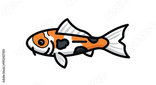 Cute Cartoon Koi Fish Illustration - Orange, White, Black