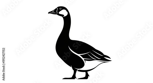 Elegant Silhouette of a Majestic Goose in Striking Black and White.