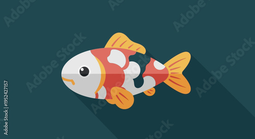Flat Design Koi Fish Illustration with Long Shadow