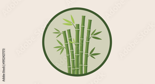 Green Bamboo Stalks in Circle Emblem