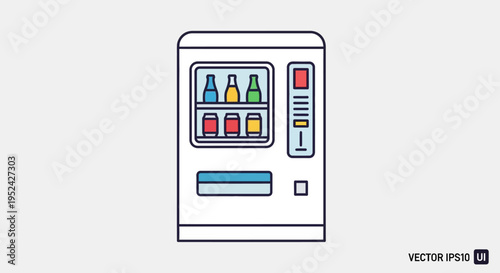 Modern Vending Machine with Drinks and Snacks, Clean Design
