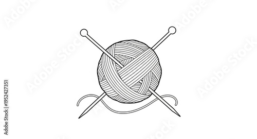 Yarn Ball and Knitting Needles - A Crafty Illustration.