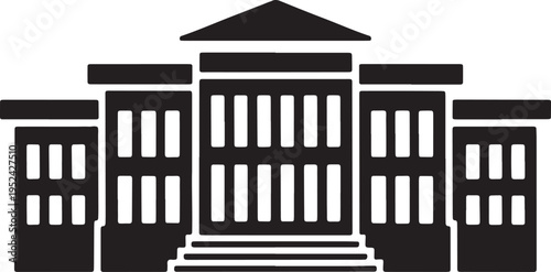 Government building silhouette icon representing judicial court house or educational university