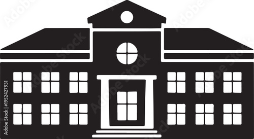School building silhouette traditional architecture vector illustration representing educational institution facade design concept
