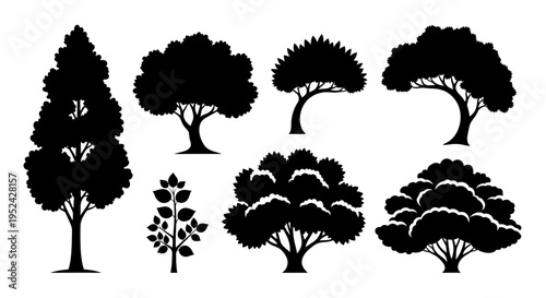 Diverse Tree Silhouettes Collection - Nature Graphic Elements