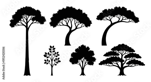 Diverse Tree Silhouettes Collection