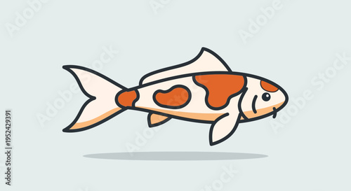 Cute Koi Fish Cartoon Illustration - Orange and White